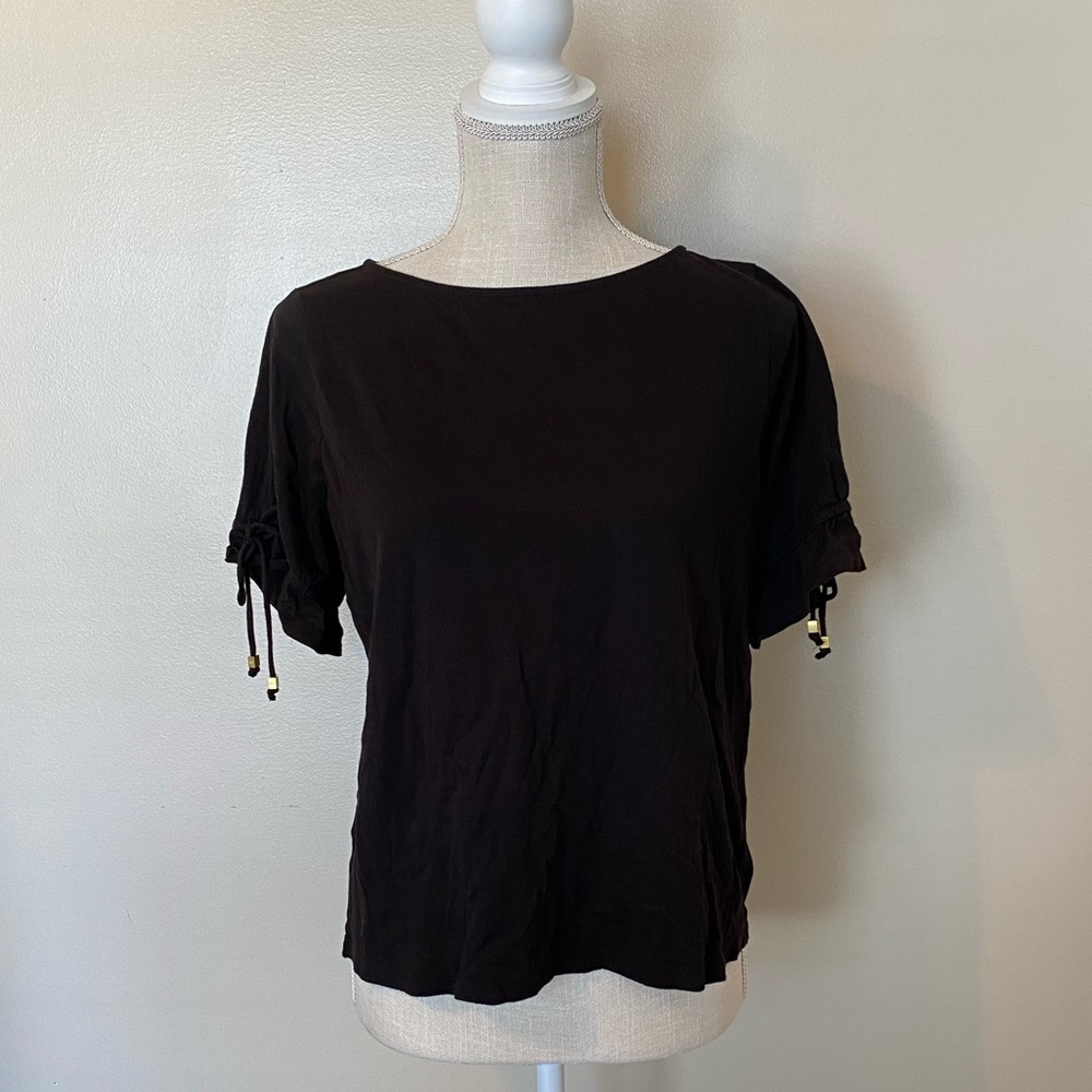 Michael Kors Black Tie Sleeve Top